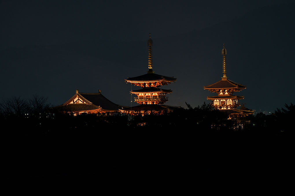 如月の薬師寺と満月
